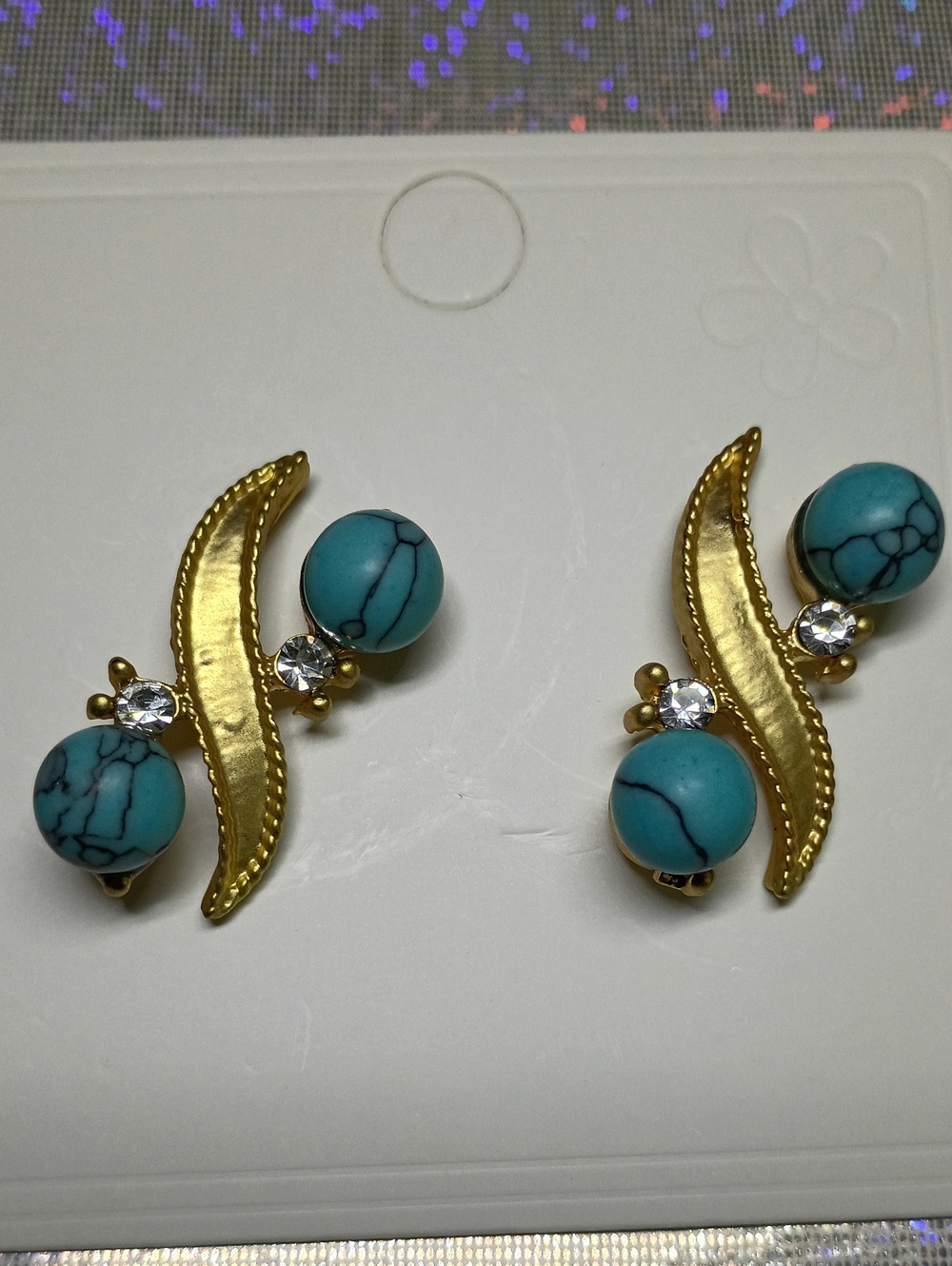 New Turquoise Color and Gold Wave Earrings - Women Jewelry